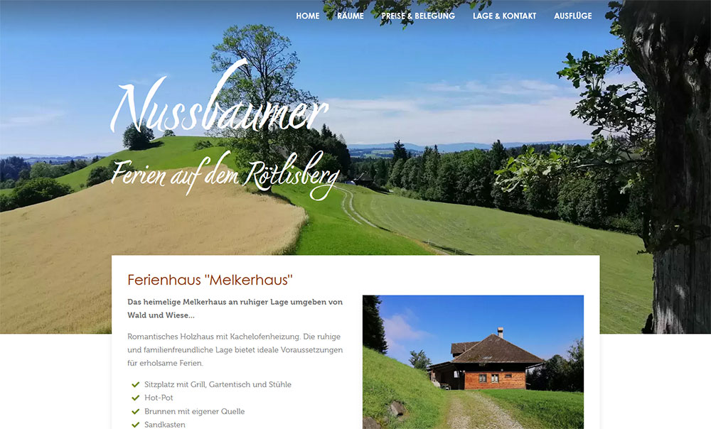 Referenz Website Ferienhaus Nussbaumer